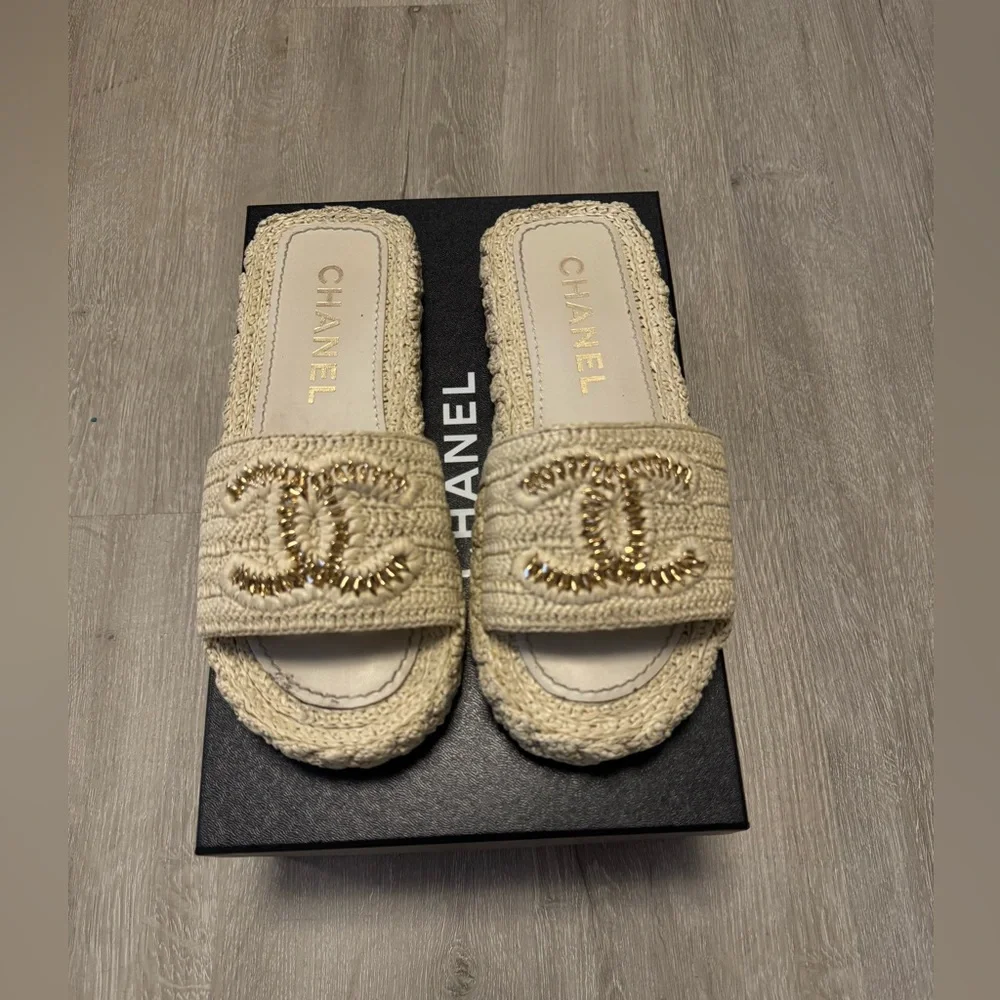 Chanel Beige Crochet Mules - Picture 2 of 8